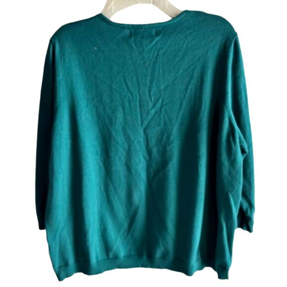 Alfred Dunner Woman's XL Silver/Blk Embellished Sweater Knit Festive Top #W - Picture 3 of 6